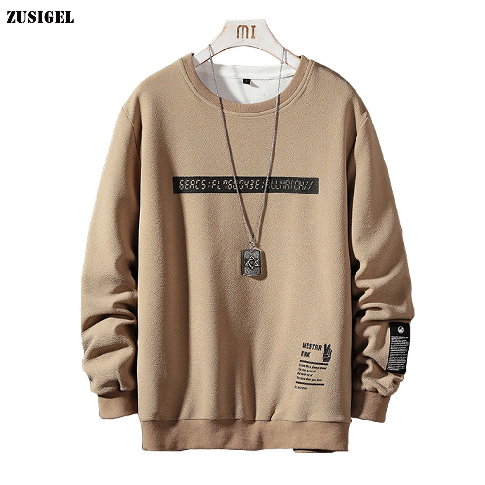 

ZUSIGEL New Letter Print Harajuku Men Hoodies O-Neck Long Sleeve Casual Sweatshirt Hoodie Men Print Hoodi Japanese Streetwear
