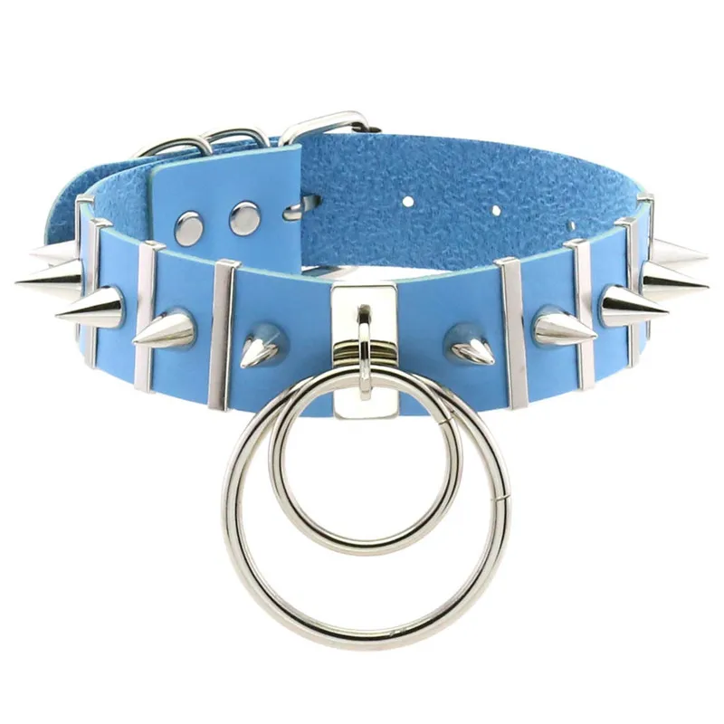 2024 Neue Damen Schwarzes Leder Choker Punk PU Leder Spike Halsband Nieten Halskette Gothic Schmuck 2