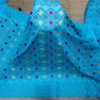 

New arrival Blue african BAZIN riche fabric with Embroidery lace african Guinea Brocade cotton fabric 27L071279