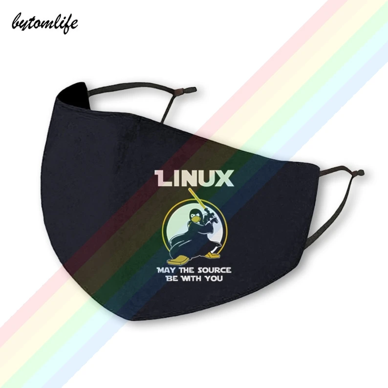 Linux-Source-Black.Mask полиэфирная моющаяся дышащая многоразовая водонепроницаемая и