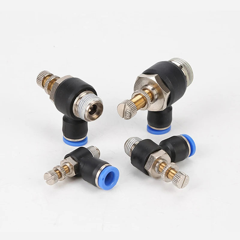 

Pneumatic Speed Flow Controller 8mm 6mm 10mm 12mm OD Hose Tube 1/4"BSP 1/8" 3/8" 1/2" Male Gas Airflow Limit Valve Quick Fitting