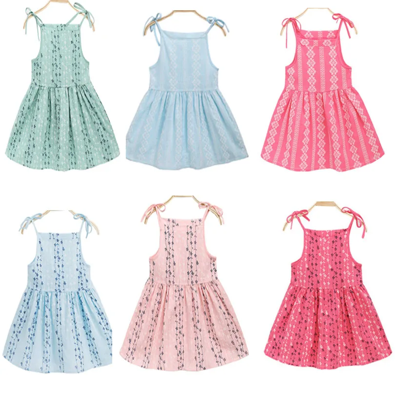 

Summer Sling Sleeveless Dress Kids Cotton and Linen Dresses for Girls Toddler Flower Print Princess Dress 2 3 4 5 6 7 Years