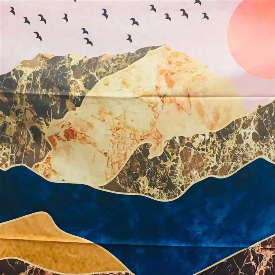 Скандинавский розовый гобелен настенный абстрактный горный закат карта мира Мандала Настенный Ковер домашний декор одеяло Йога матрас