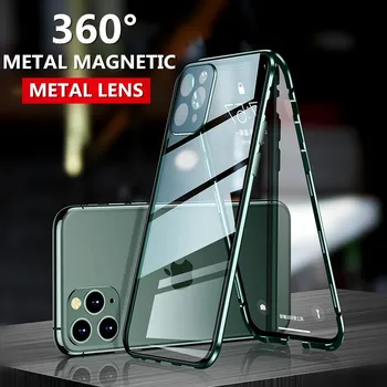 

Magnetic Phone Case For iPhone 11 Pro Max Case With Camera Lens Magnet Adsorption Tempered Glass For iPhone 11 Pro Cover Coques