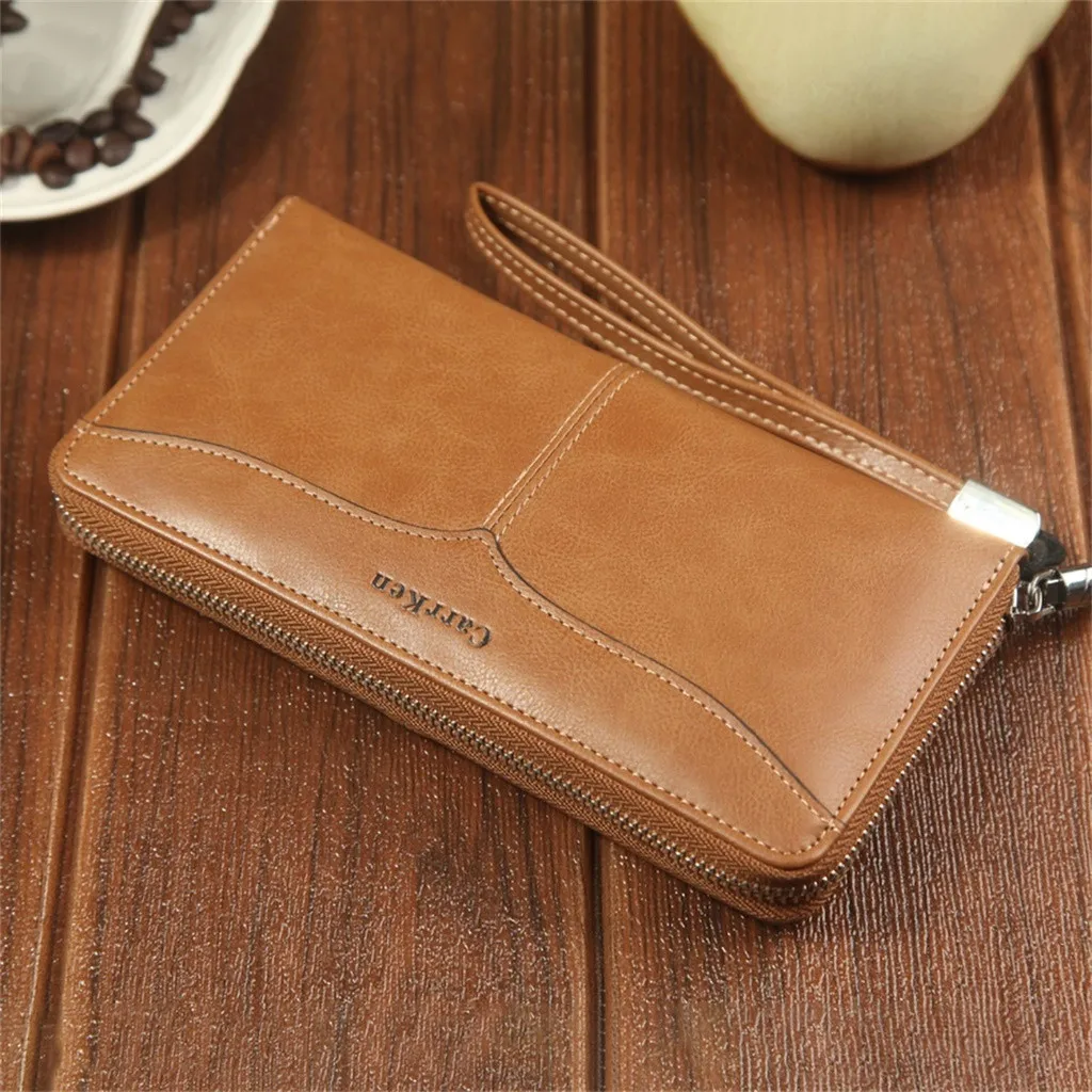 Мужской кошелек из натуральной кожи cartera mujer monedero, Мужской Длинный кошелек, повседневный Многофункциональный клатч, сумка для карт