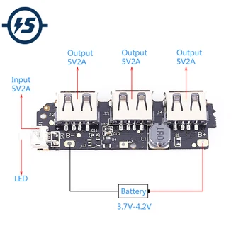 

Lithium Battery Charging Board Charger Module DIY 3.7V to 5V 2.1A 3 USB Charger Automatic Control