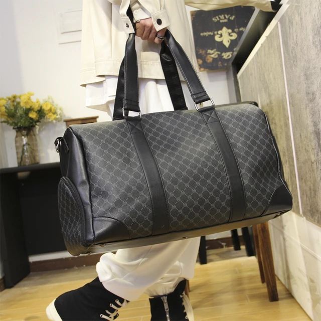Men's plaid travel bag large-capacity short-distance business travel luggage  fashion trend single-shoulder messenger duffel bag - AliExpress