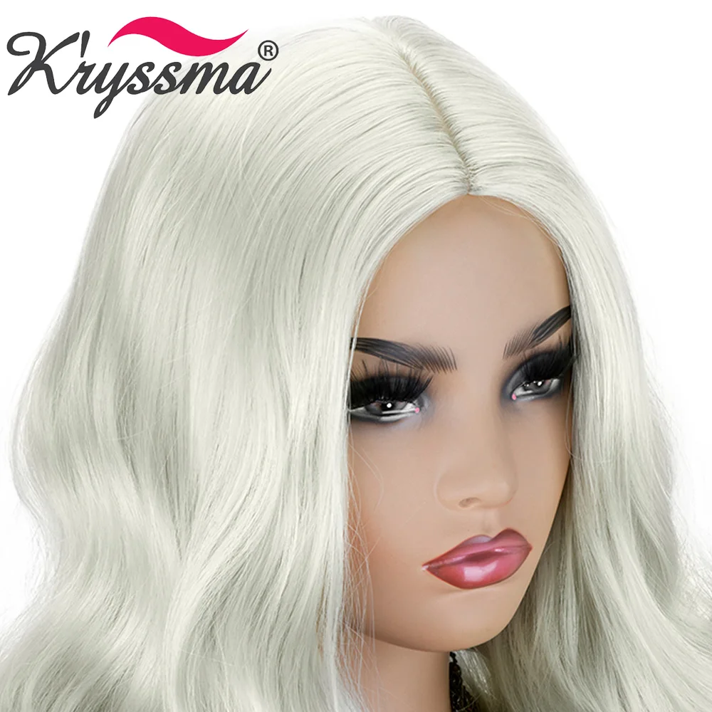 Krysma Серебряный серый парик синтетические парики для черных женщин Длинные Серые волнистые косплей парик высокотемпературные волокна Искусственные парики