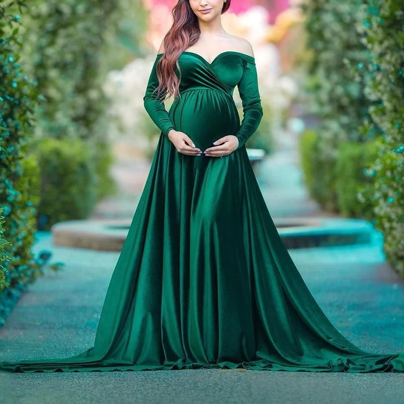 Emerald Green Velvet Maternity Dress Dresses Images 2022