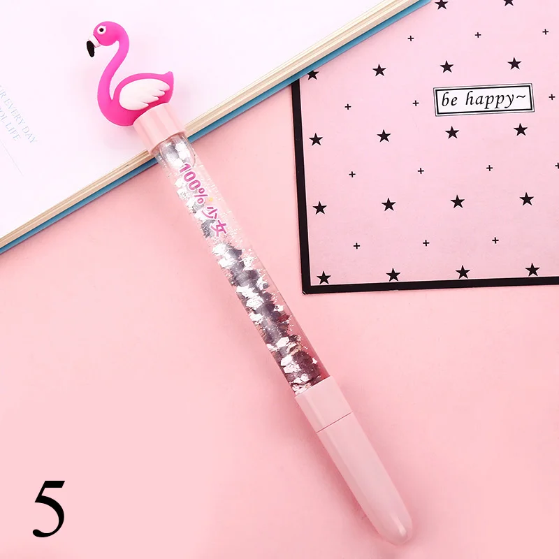 1PC Cute Unicorn Flamingo Pen Kawaii Neutral Pens Giltter Gel Pens For Kids Girls Gift School Office Supplies Novelty Stationery - Цвет: 5