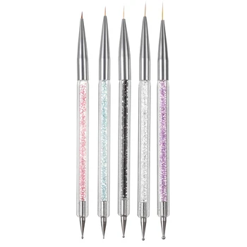 

Monja Double Head 5 Piece Nail Art Rhinestone Beads Embellishment Picking Pen Flower Drawing Strip Line Pen Manicure Tool