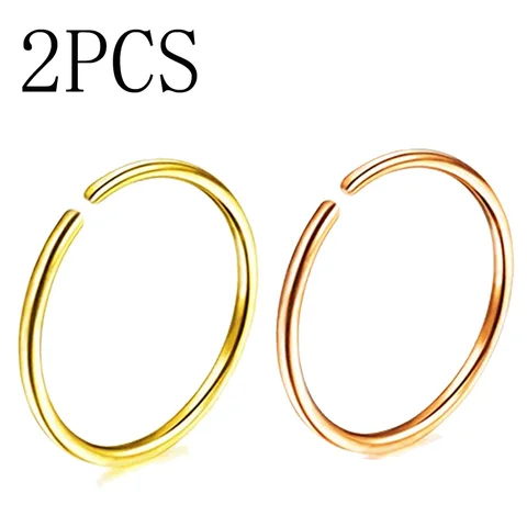 20G 0.8mm Thin Fake Nose Ring Septum Helix Nostril Piercing Labret Lip Fake Piercing Titanium Cartilage Fake Earrings Hoop