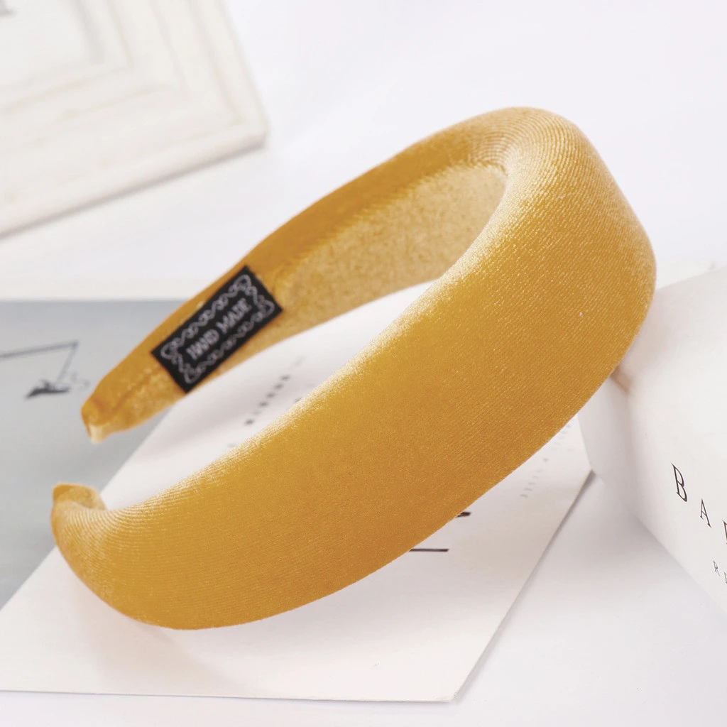 2019 Female Bezel Head Velvet Padded Headband For Women Solid  Wide Thick Gifts Hair Hoop  Elastic Hairband Hair Accessories 903