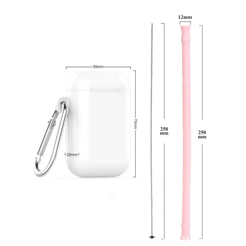 8Portable Collapsible Silicone Straw Reusable Cleaning Brush Drinking Straws With Case Party Office Travel Bar AccessoriesCM