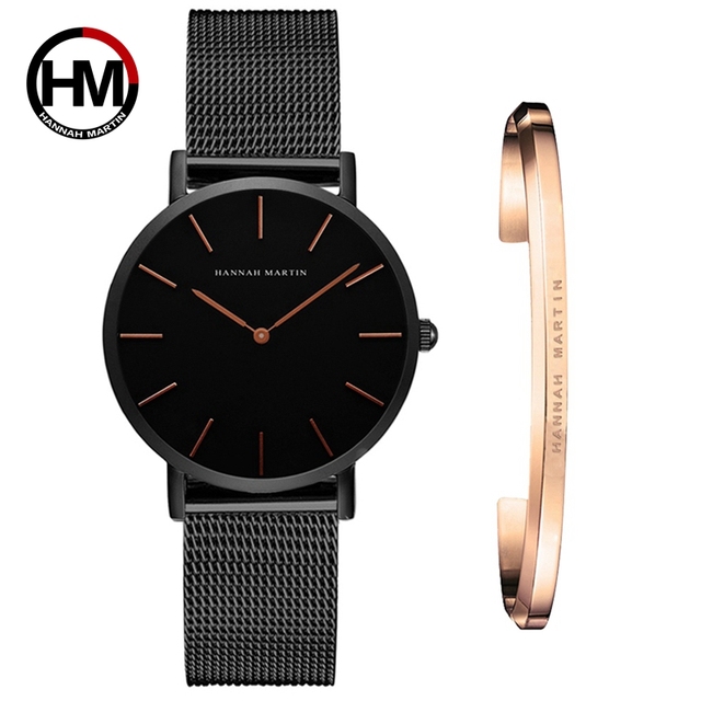 white Dial Watch Japan Quartz Simple Design Waterproof Rose Gold Stainless Steel Mesh Band Lady Watches for Women