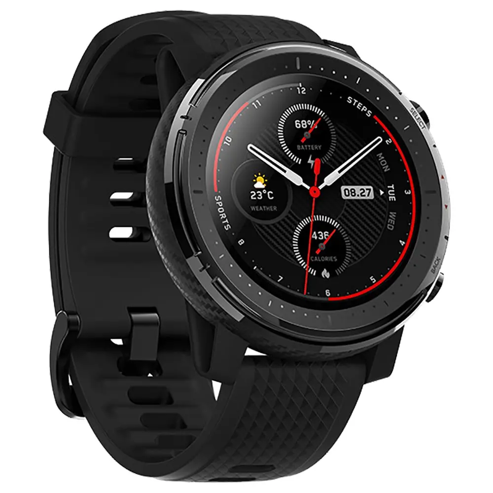 Новые мужские Смарт-часы Amazfit Stratos 3, gps, 1,34 дюймов, полнолуние, экран, 19 спортивных режимов, 5 АТМ, для плавания, для воспроизведения музыки, умные часы - Цвет: Черный