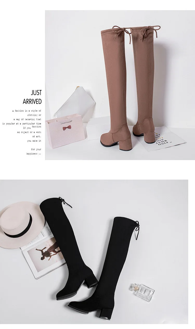 Winter Over The Knee Boots Women Stretch Fabric Thigh High Sexy Woman Shoes