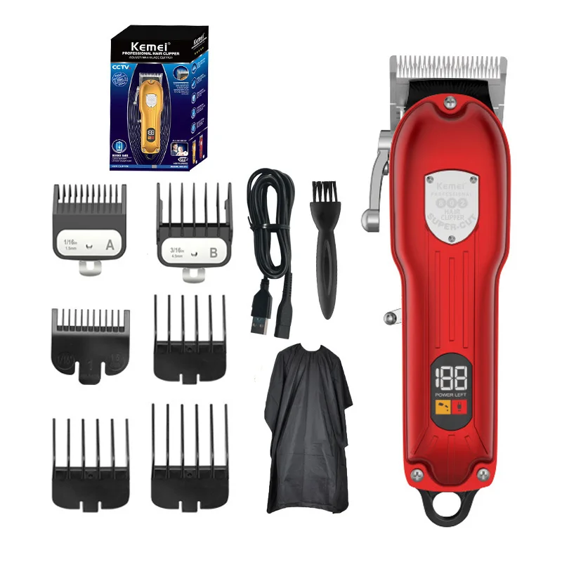 Kemei Hair clipper Hairdressing Cordless Use Trimmer Barber Professional Rechargeable Electric Cutting Machine For Man | Бытовая
