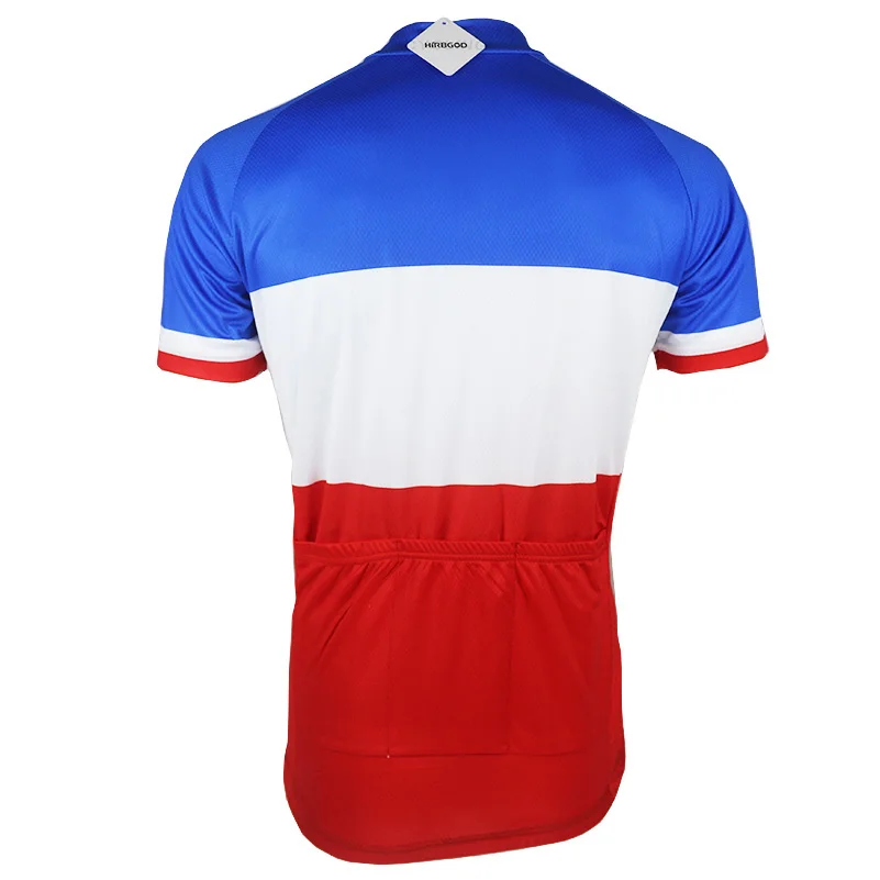 

HIRBGOD 2020 New Men's Short Sleeve Cycling Jersey Blue White Red Breathable Bike Shirt Summer Mountain Road Cycling Tops,NR106
