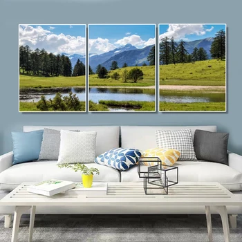 

Laeacco Canvas Calligraphy Paintings on the Wall Spring Natural Green Mountain Posters and Prints Nordic Home Living Room Decor