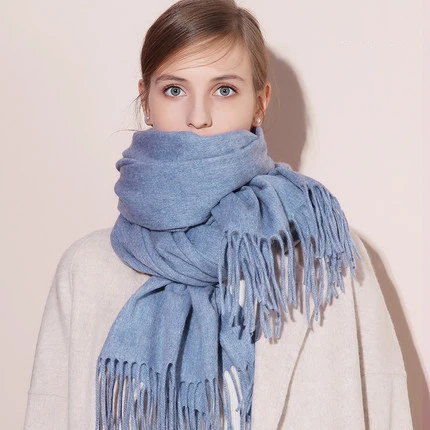 Winter Scarf Solid Thicker Wool Cashmere Scarves And Shawls
