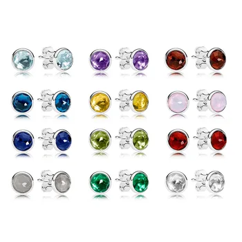 

Water drop S925 pure silver ear nail gem simple big brand birthday ear nail July birthday stone garnet moon stone ear