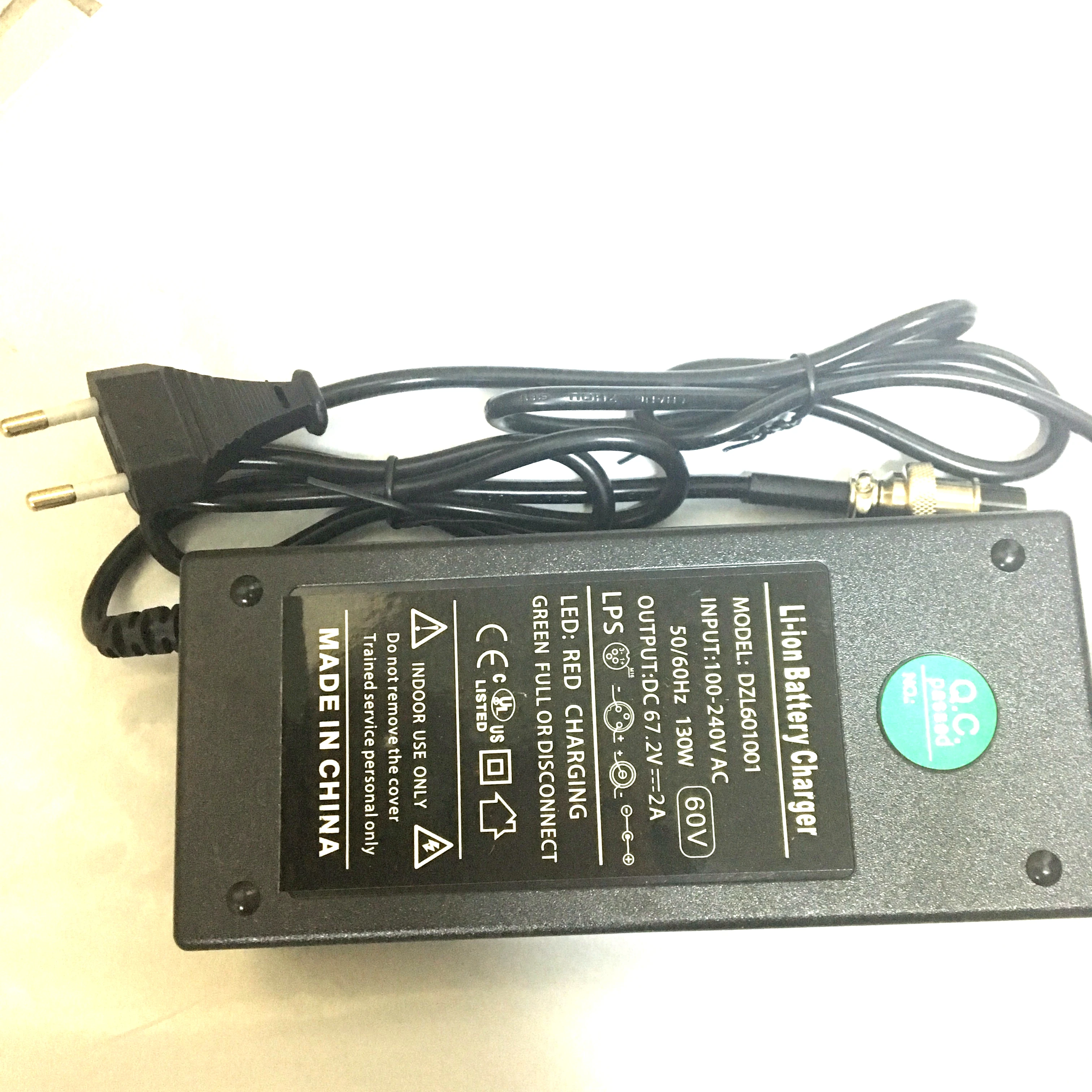 Carrinho de Mão Adaptador de Energia Pinos para Auto Scooter Carregador Inteligente Lítio Xlr 3 Balanceamento Skate Unicycle 60v ue Eua dc 67.2v 2a - Image 4