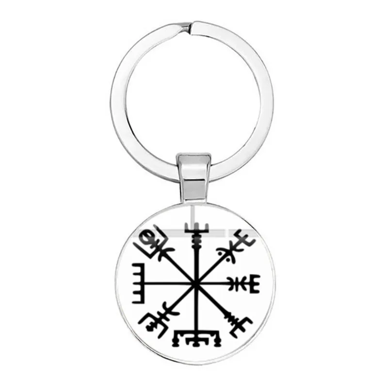 2021 Xi'an Neuer Wikinger-Kompass-Schlüsselanhänger, antike Dreifaltigkeit, nordische Rune, Odin-Symbol, Kunstmuster, Zeit-Edelstein-Schlüsselanhänger, Herrenschmuck – Detail 8