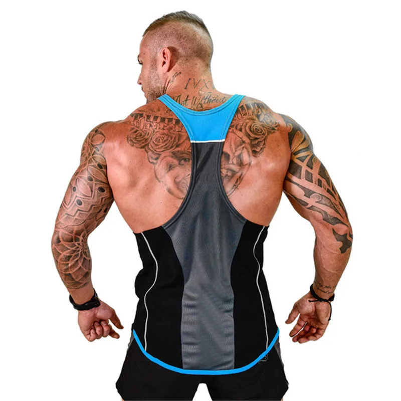 

Men Bodybuilding Tank Tops Gym Workout training Sleeveless shirt Running Singlet Male quick dry breathable vest leisure vest
