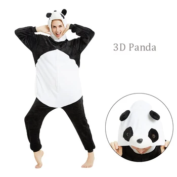 

Kugurumi Panda Onesie Women Men Adult Animal Cartoon Unicorn Pajamas Winter Pyjama Women Overalls Stitch Nightie Cosplay Pijamas