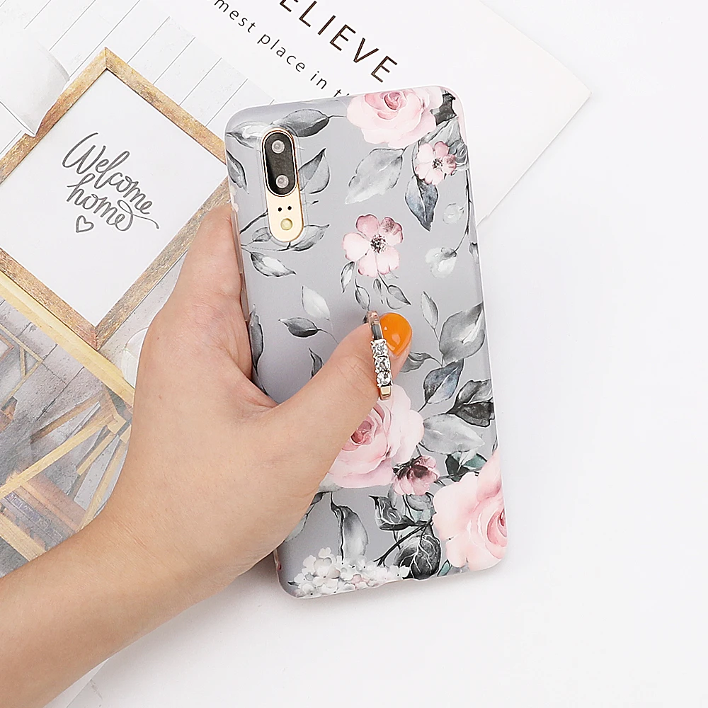 e with finger ring LOVECOM винтажный цветок банановый лист чехол для телефона для huawei mate 30 Lite P20 P30 mate 20 Pro Lite мягкая IMD задняя крышка на весь корпус - Цвет: e with finger ring