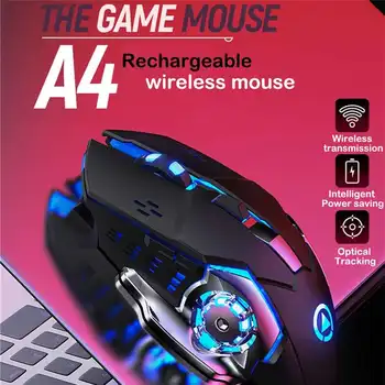 

2.4G Wireless Gaming Mouse Rechargeable Silent USB Ergonomic 1600DPI Adjustable Gamer Mice For Laptop Computer Windows Win7 8 10