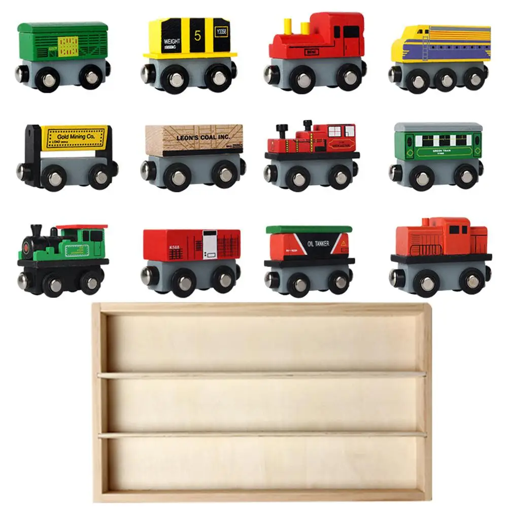 

DishyKooker 12 PCS Wooden Train Set Train Toys Magnetic Set Toy for Kids Toddler Boys Girls Early Teaching Tool