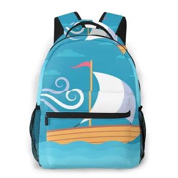 

Cute Funny Bags for Teenagers Boys Hand Painted Sea Sailing