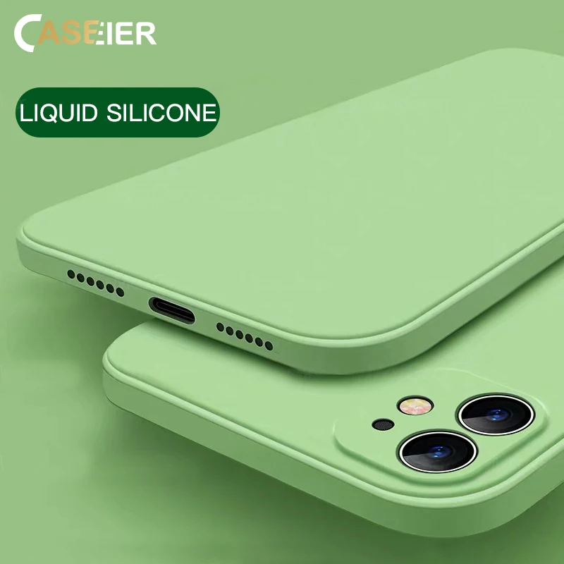 Чехол для телефона CASEIER из жидкого силикона iPhone 12 5 4 6 1 7 дюйма яркие цвета мягкий