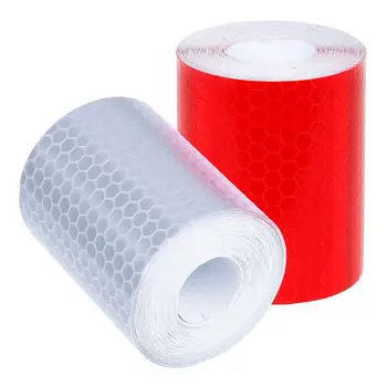 

2 pcs 50mm × 3 meter Adhesive Tape Warning Tape Reflector Tape Security Marking Tape White and Red