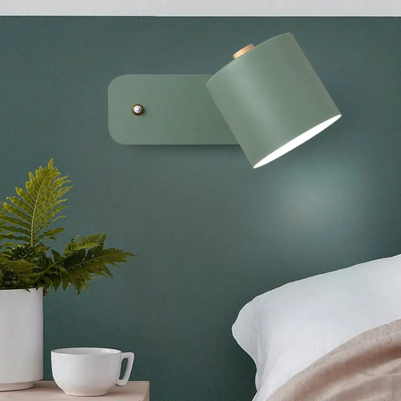 Nordic modern LED E27 5W wall light home improvement iron and wood wall light for foyer study bedroom bedside wall lamp