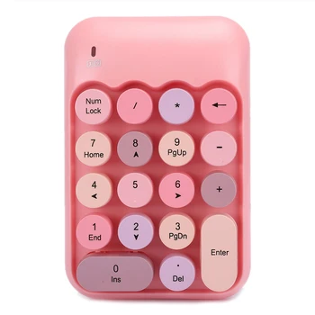 

Mini 2.4G Wireless Numeric Keypad Vintage Colorful Round Cap Num Keyboard Waterproof 18-Keys for Financial Accounting