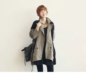 

Autumn Hat Windbreaker Long Leisure Sleeve Cardigan Loose Coat Tide
