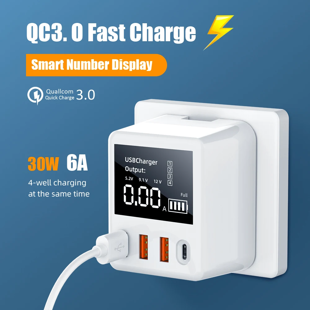 Портативное зарядное устройство Ranipobo USB Type-C 6 А 30 Вт быстрая зарядка QC3.0