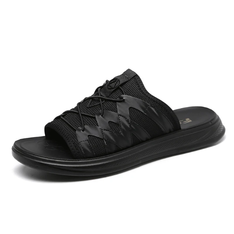 mens black flat sandals