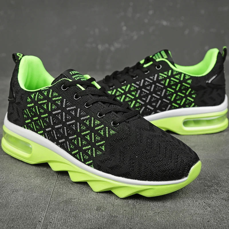 Black green Tenis Masculino Для мужчин легкие кроссовки на воздушной подушке спортивная обувь, кроссовки тренажерный зал Фитнес на открытом воздухе теннисные кроссовки воздухопроницаемые кроссовки для мужчин Спортивная обувь - Цвет: Black green