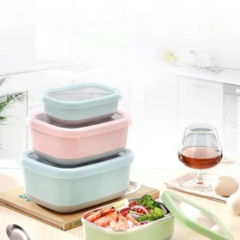 

Rectangular Stainless Steel Crisper Box Food Storage Container Student Lunch Box Bento Box Kitchen Tool Food Leakproof Storage