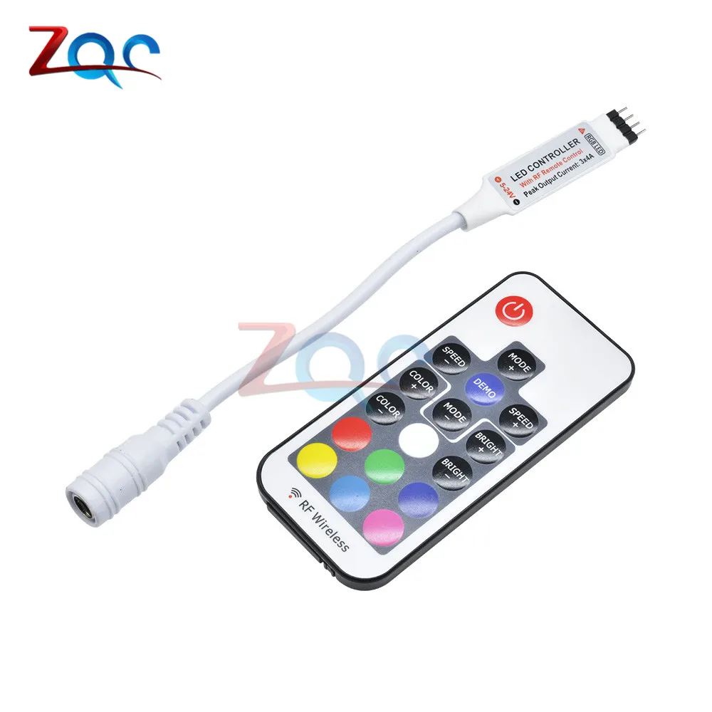 DC 5V 12V Вольт цветная(RGB) ИК RF пульт дистанционного управления Беспроводной USB Светодиодные ленты светильник 3/17/24-кнопочный пульт дистанционного управления для RGB SMD 3528 5050 Светодиодные ленты