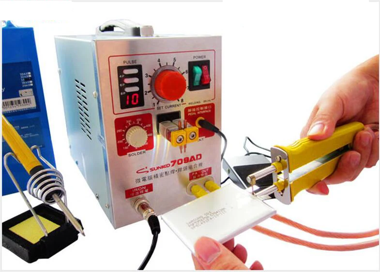 SUNKKO 709AD с 71B сварочная ручка точечный сварщик 2.2KW аккумулятор высокой мощности цифровой дисплей Мобильный пайка точечный сварочный аппарат 220 В/110 В