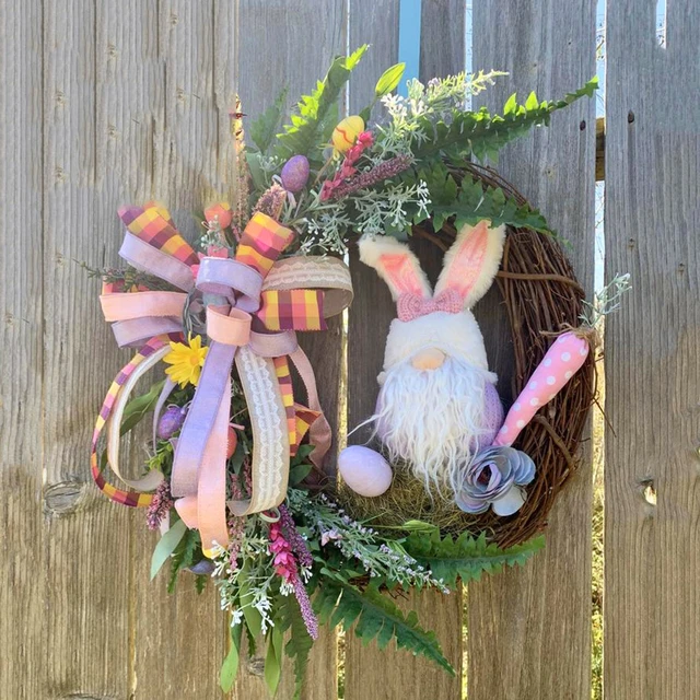 Ghirlanda di coniglietto di pasqua di gnomo artificiale per porta  d'ingresso con fiori e uova gnomo decorazione pasquale ghirlande di  ghirlande floreali fai-da-te - AliExpress