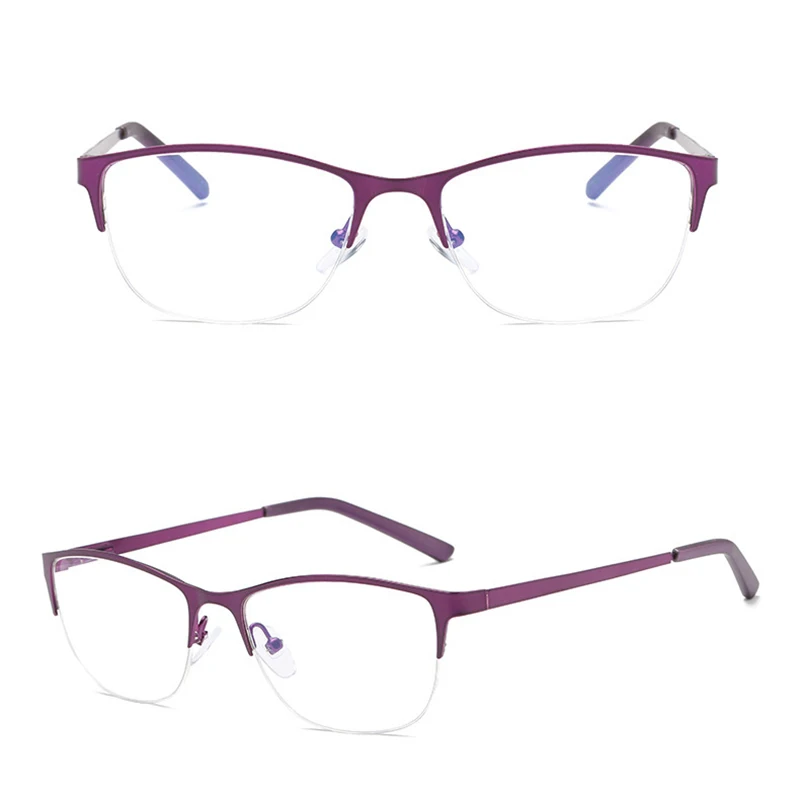Half Frame Cat Eye Glasses Frames Women Vintage Optical Frames Clear Lens Retro Spectacle Computer Glasses Alloy TR90 Frame