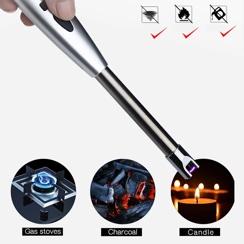 New Kitchen Outdoor Barbecue Camping Fire USB Rechargeable Arc Lighters Gift Windproof Electric Metal Shell Gas Lighter | Дом и сад