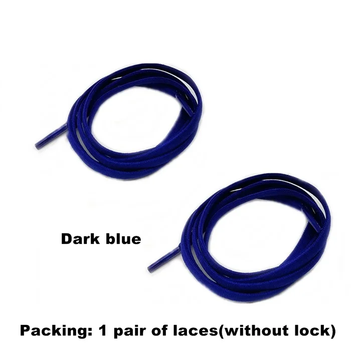1 пара шнурки без завязок круглые эластичные шнурки для обуви для детей и взрослых кроссовки шнурки быстро ленивые шнурки сплошной цвет шнурки - Цвет: dark blue lace