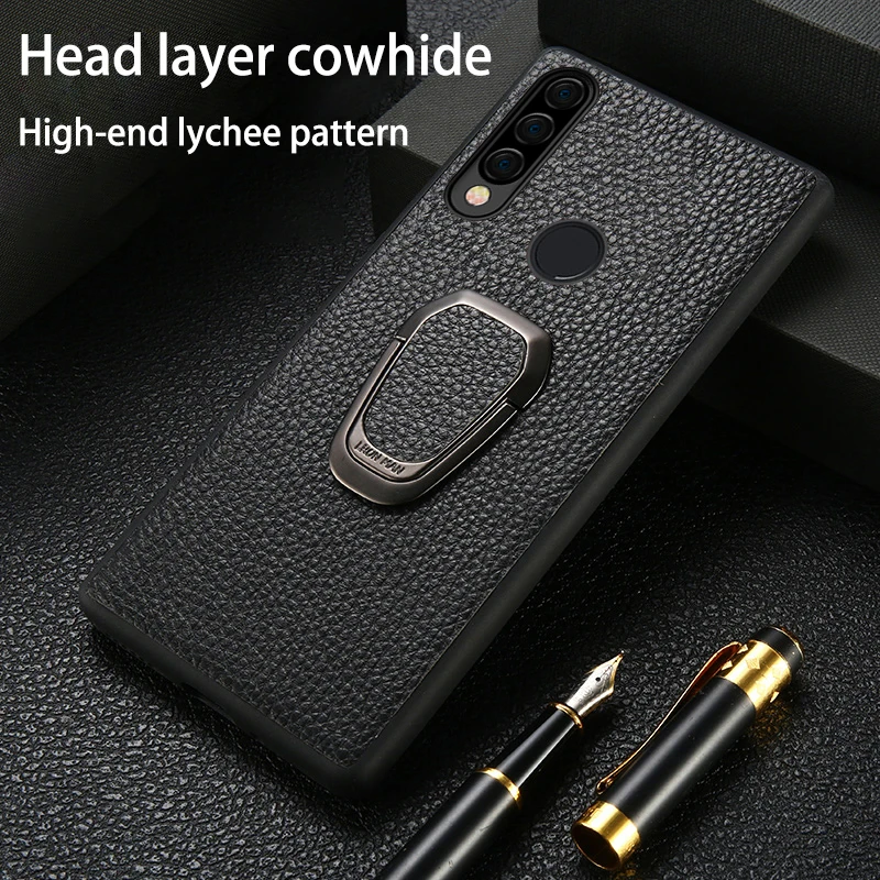 Leather Phone Case For Huawei P30 P40 P20 lite Nova 5t honor 20 pro 10i 9 10 8x 9x case Cowhide Litchi Grain cover | Мобильные